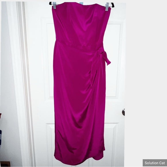 New Ellen Tracy Linda Allard Evening Fuchsia Sleeveless 100% Silk Dress - Picture 1 of 6